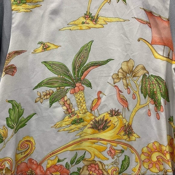 Jacqueline De Michel Shirt Knit Cardigan Set Silk Floral Vintage Small - Picture 10 of 15